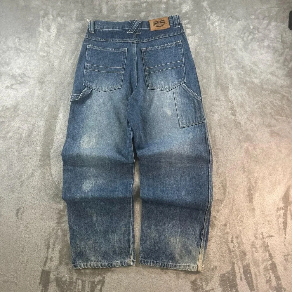Y2K R.S. Jean Co. Jeans Kids 16 Blue Faded Relaxed Baggy Carpenter Denim Pants